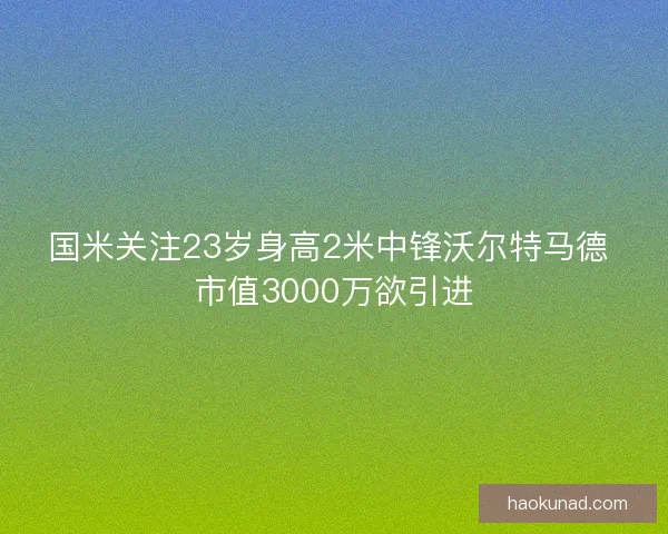 国米关注23岁身高2米中锋沃尔特马德 市值3000万欲引进 国米关注23岁身高2米中锋沃尔特马德 市值3000万欲引进