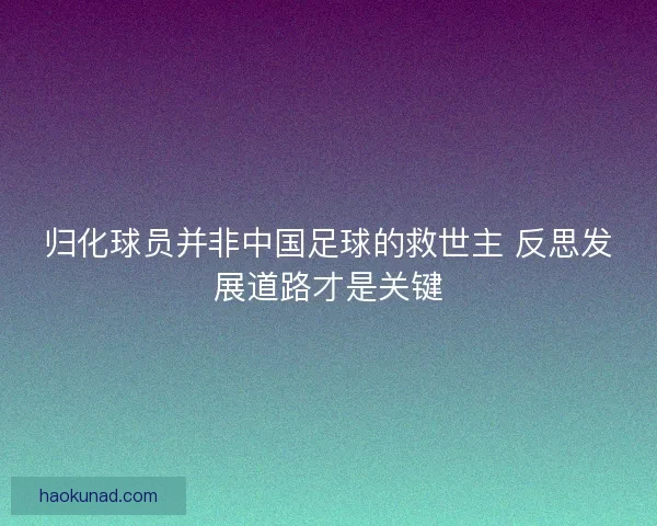 归化球员并非中国足球的救世主 反思发展道路才是关键