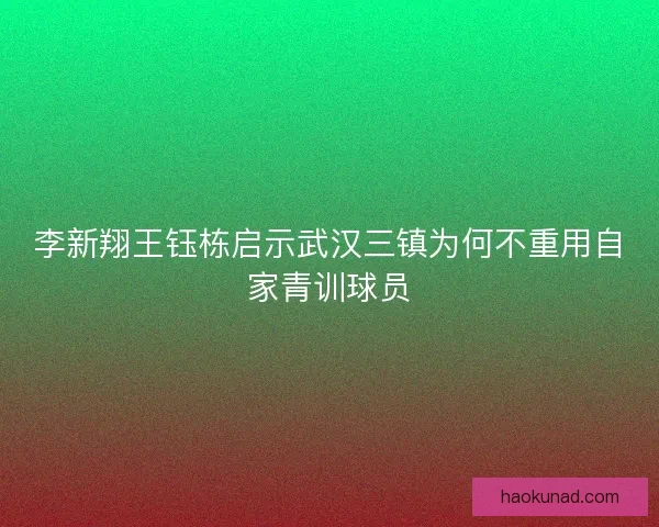 李新翔王钰栋启示武汉三镇为何不重用自家青训球员