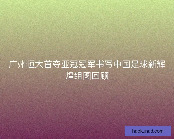 广州恒大首夺亚冠冠军书写中国足球新辉煌组图回顾